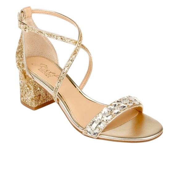 Jewel Badgley Mischka Gold Claudia Embellished Sandals Size 10M - Picture 14 of 16